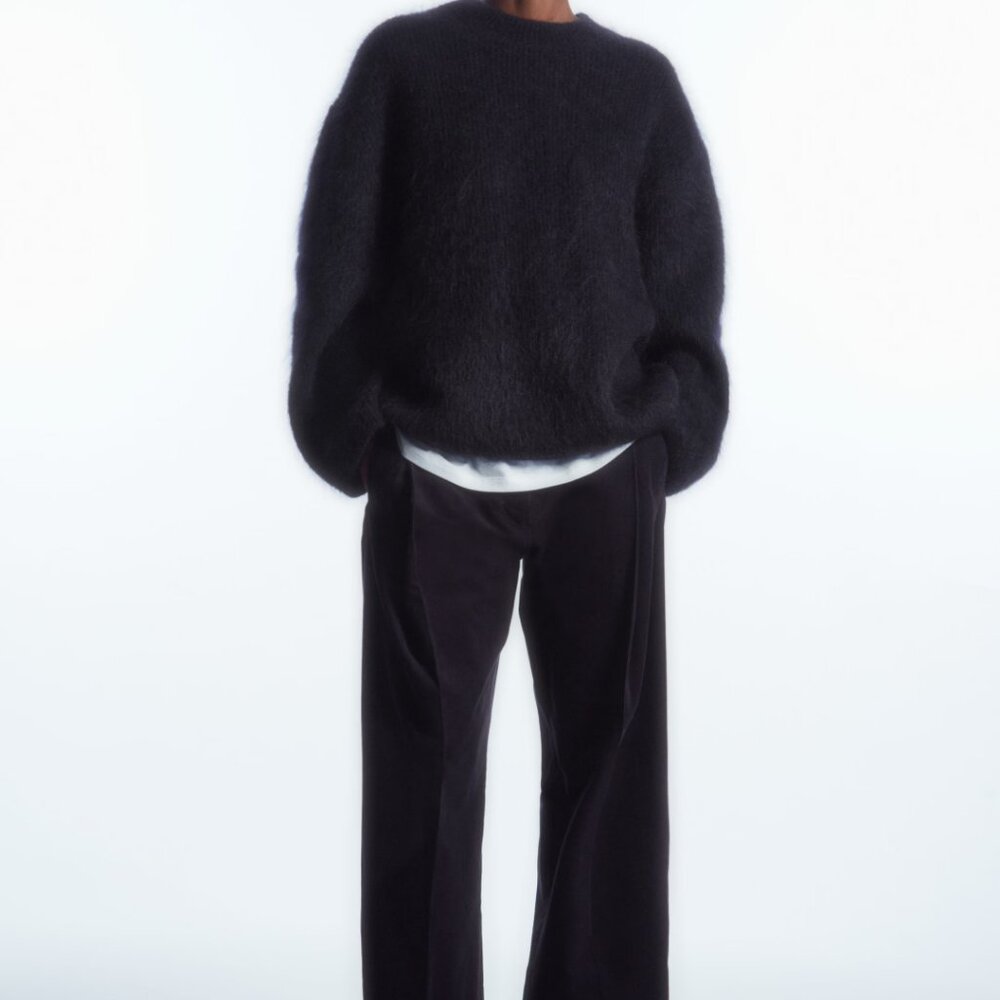 COS PLEATED BARREL-LEG CORDUROY TROUSERS